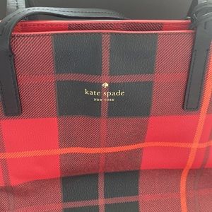 Kate spade red plaid carry all